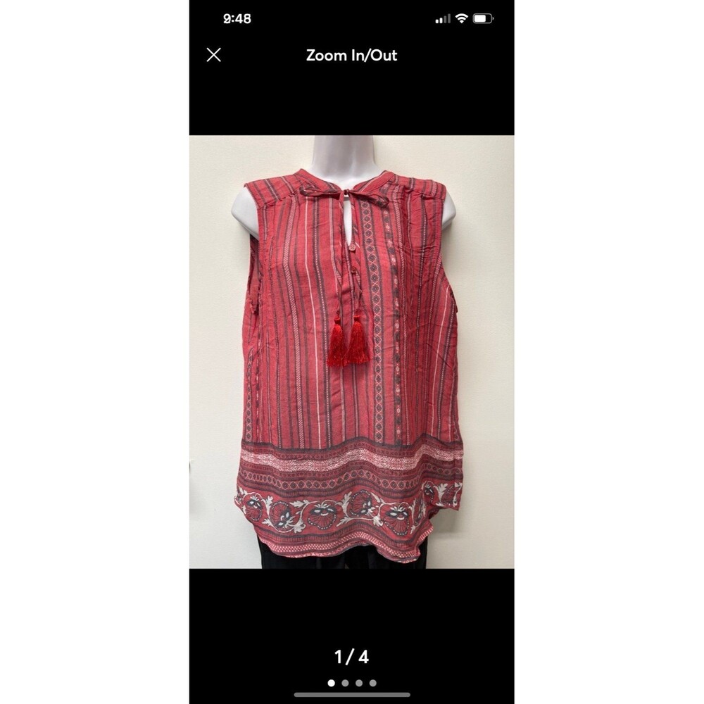 NWOT Beautiful Size Large Red print Sleeveless Summer Blouse by St. John’s Bay
